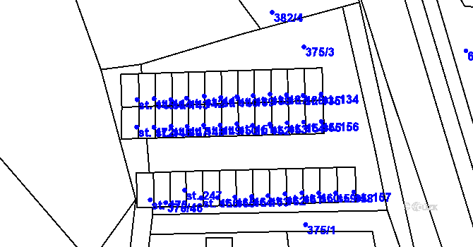 Parcela st. 151 v KÚ Horní Žďár u Ostrova, Katastrální mapa