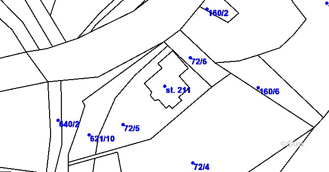 Parcela st. 211 v KÚ Horní Žďár u Ostrova, Katastrální mapa