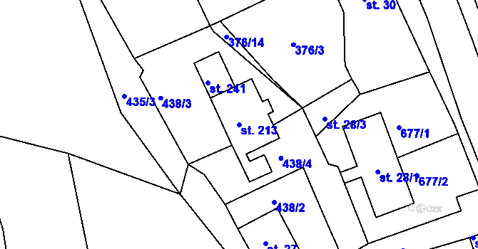 Parcela st. 213 v KÚ Horní Žďár u Ostrova, Katastrální mapa