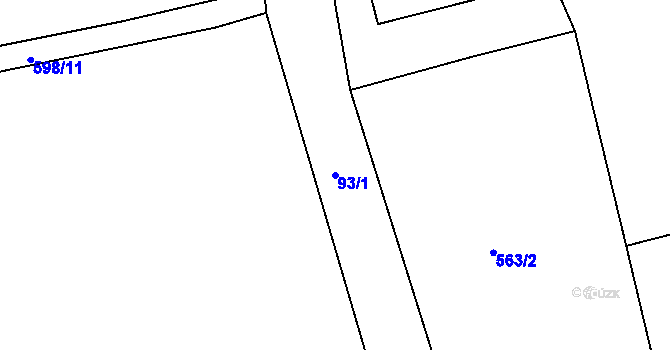 Parcela st. 93/1 v KÚ Horní Žďár u Ostrova, Katastrální mapa