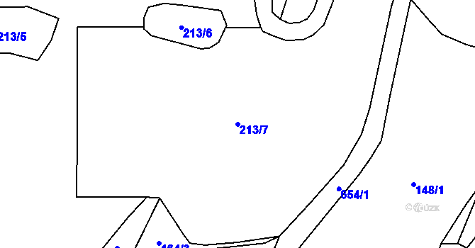 Parcela st. 213/7 v KÚ Horní Žďár u Ostrova, Katastrální mapa