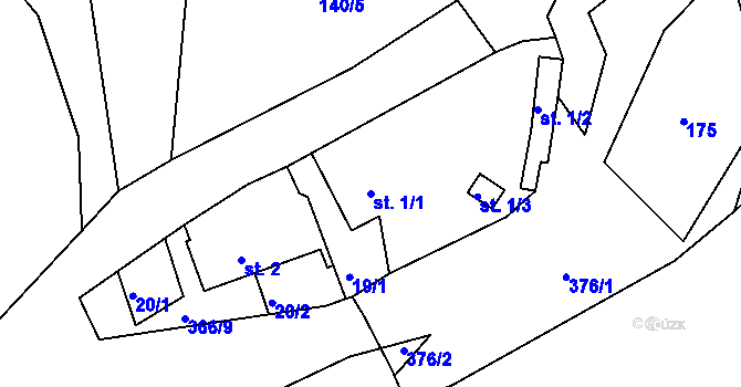 Parcela st. 1/1 v KÚ Vykmanov u Ostrova, Katastrální mapa