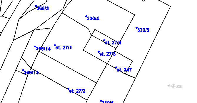 Parcela st. 27/3 v KÚ Vykmanov u Ostrova, Katastrální mapa