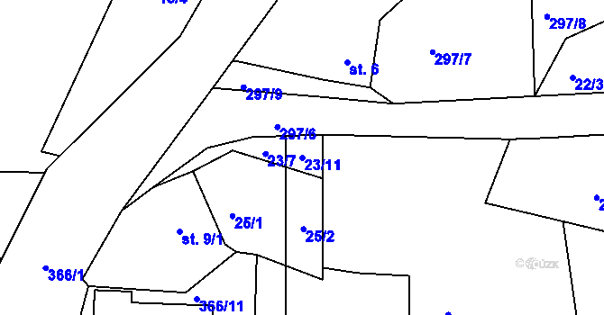 Parcela st. 23/11 v KÚ Vykmanov u Ostrova, Katastrální mapa