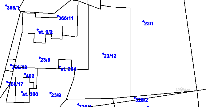 Parcela st. 23/12 v KÚ Vykmanov u Ostrova, Katastrální mapa