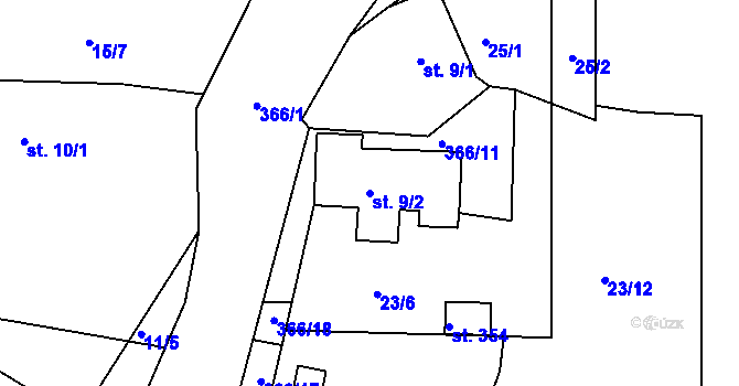 Parcela st. 9/2 v KÚ Vykmanov u Ostrova, Katastrální mapa