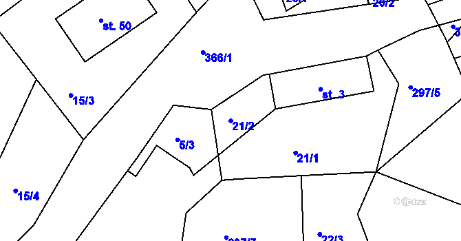 Parcela st. 21/2 v KÚ Vykmanov u Ostrova, Katastrální mapa