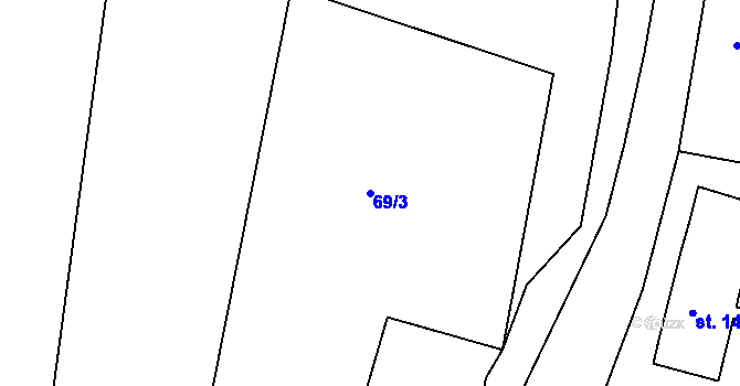 Parcela st. 69/3 v KÚ Vykmanov u Ostrova, Katastrální mapa