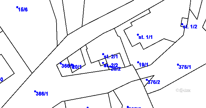 Parcela st. 2/1 v KÚ Vykmanov u Ostrova, Katastrální mapa