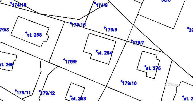 Parcela st. 264 v KÚ Dolní Žďár u Ostrova, Katastrální mapa