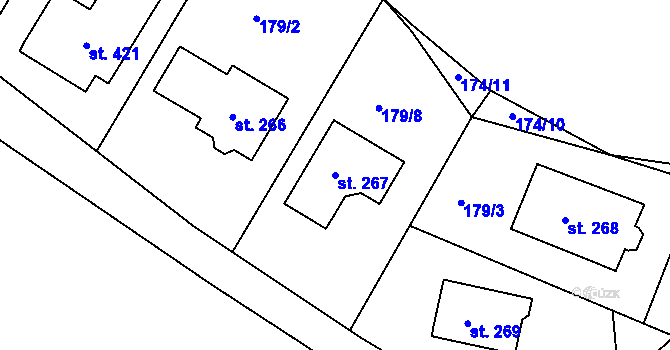 Parcela st. 267 v KÚ Dolní Žďár u Ostrova, Katastrální mapa
