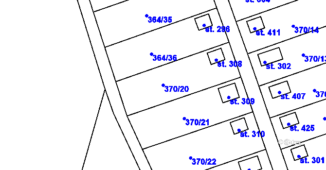 Parcela st. 370/20 v KÚ Dolní Žďár u Ostrova, Katastrální mapa