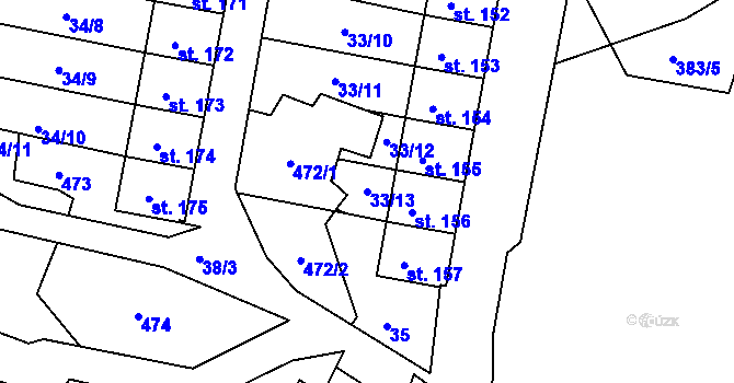 Parcela st. 33/13 v KÚ Dolní Žďár u Ostrova, Katastrální mapa