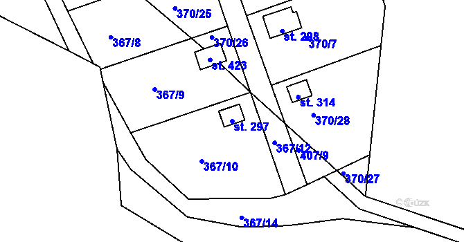 Parcela st. 297 v KÚ Dolní Žďár u Ostrova, Katastrální mapa