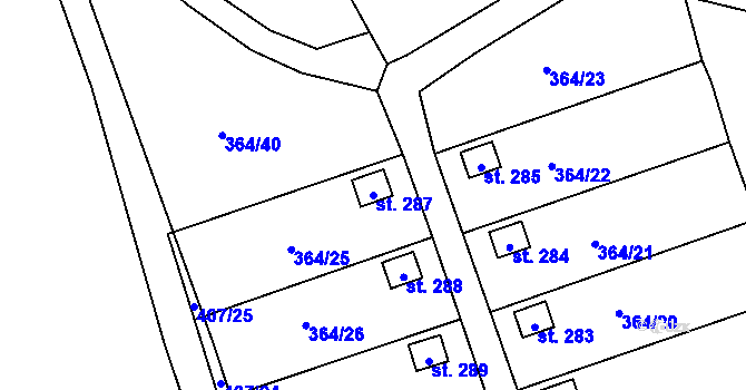 Parcela st. 287 v KÚ Dolní Žďár u Ostrova, Katastrální mapa