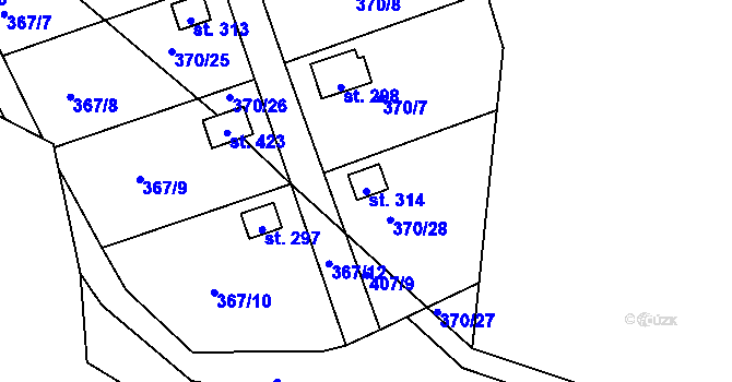 Parcela st. 314 v KÚ Dolní Žďár u Ostrova, Katastrální mapa