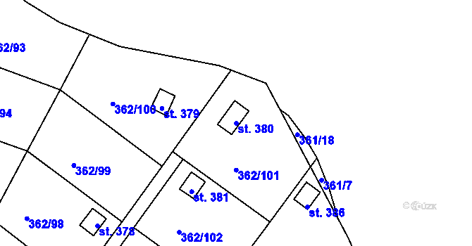 Parcela st. 380 v KÚ Dolní Žďár u Ostrova, Katastrální mapa