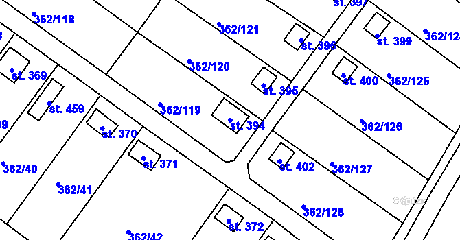 Parcela st. 394 v KÚ Dolní Žďár u Ostrova, Katastrální mapa