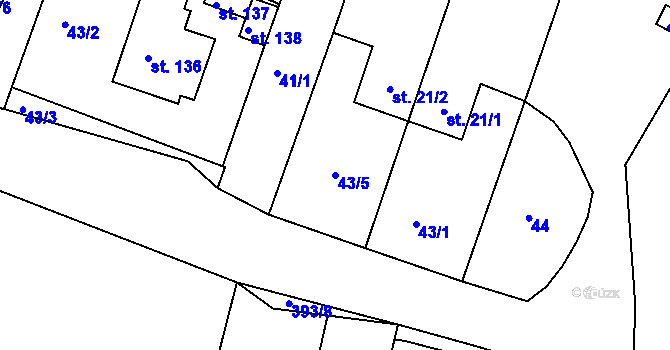 Parcela st. 43/5 v KÚ Dolní Žďár u Ostrova, Katastrální mapa
