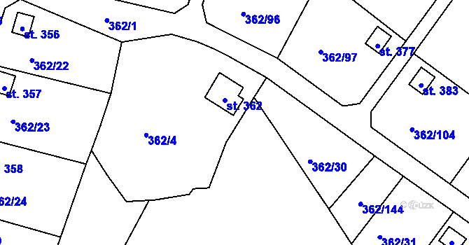 Parcela st. 375/3 v KÚ Dolní Žďár u Ostrova, Katastrální mapa