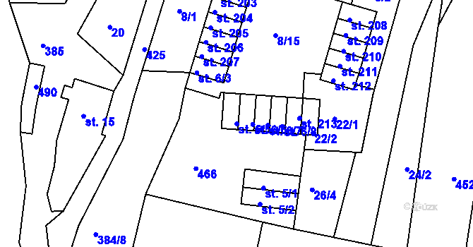 Parcela st. 6/5 v KÚ Dolní Žďár u Ostrova, Katastrální mapa