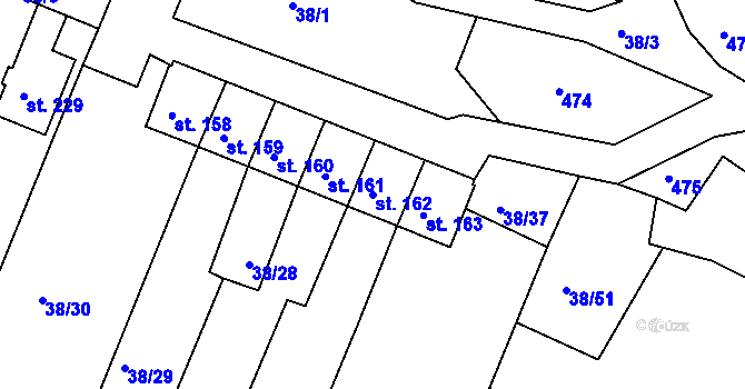 Parcela st. 162 v KÚ Dolní Žďár u Ostrova, Katastrální mapa