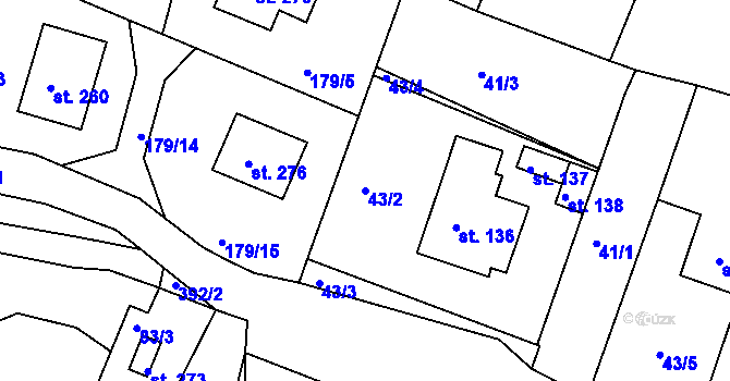 Parcela st. 43/2 v KÚ Dolní Žďár u Ostrova, Katastrální mapa