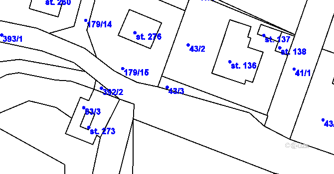 Parcela st. 43/3 v KÚ Dolní Žďár u Ostrova, Katastrální mapa