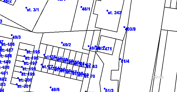 Parcela st. 49/36 v KÚ Dolní Žďár u Ostrova, Katastrální mapa