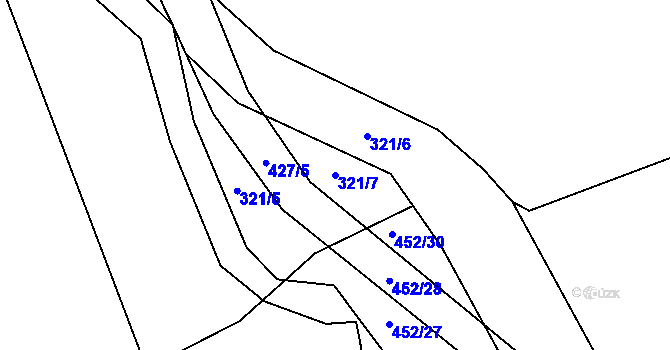 Parcela st. 321/7 v KÚ Dolní Žďár u Ostrova, Katastrální mapa