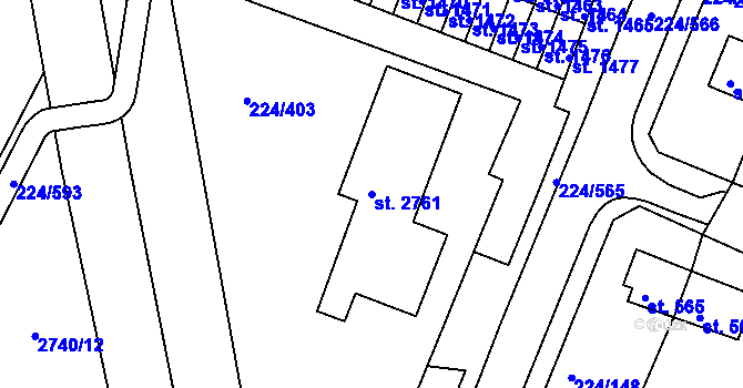 Parcela st. 2761 v KÚ Ostrov nad Ohří, Katastrální mapa