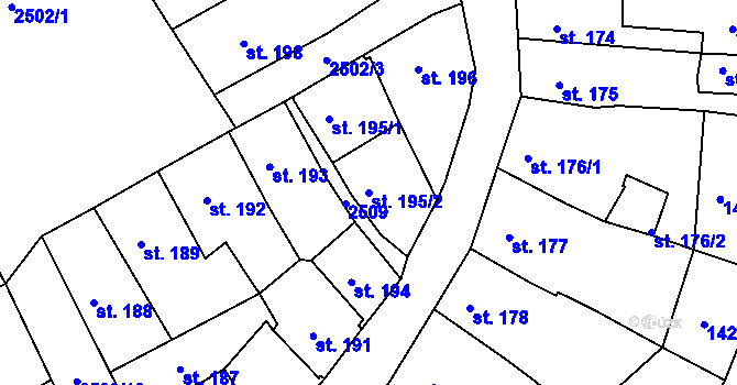 Parcela st. 195/2 v KÚ Ostrov nad Ohří, Katastrální mapa
