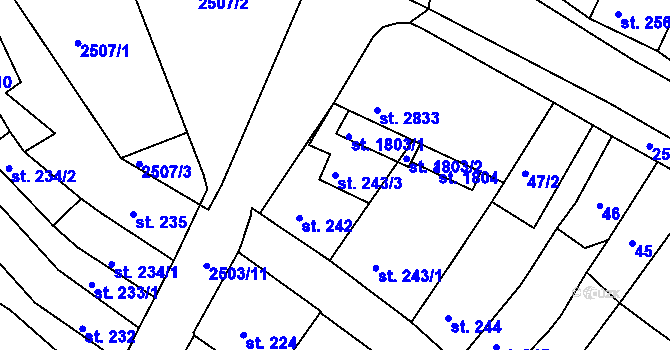 Parcela st. 243/3 v KÚ Ostrov nad Ohří, Katastrální mapa