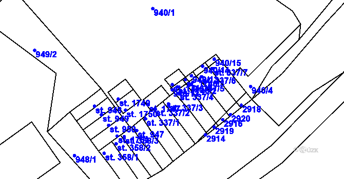 Parcela st. 940/12 v KÚ Ostrov nad Ohří, Katastrální mapa