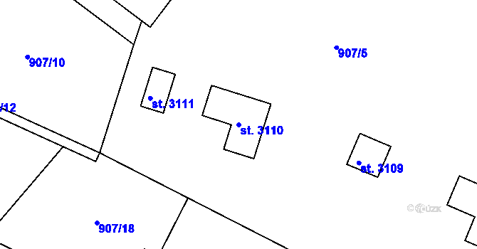 Parcela st. 3110 v KÚ Ostrov nad Ohří, Katastrální mapa