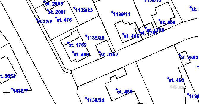 Parcela st. 3162 v KÚ Ostrov nad Ohří, Katastrální mapa