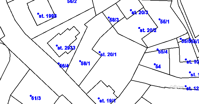 Parcela st. 20/1 v KÚ Ostrov nad Ohří, Katastrální mapa