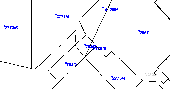 Parcela st. 784/3 v KÚ Ostrov nad Ohří, Katastrální mapa
