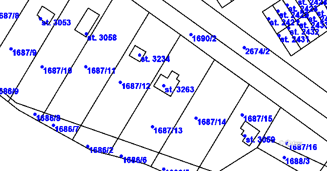 Parcela st. 3263 v KÚ Ostrov nad Ohří, Katastrální mapa