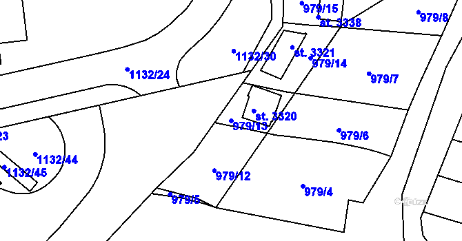 Parcela st. 979/13 v KÚ Ostrov nad Ohří, Katastrální mapa