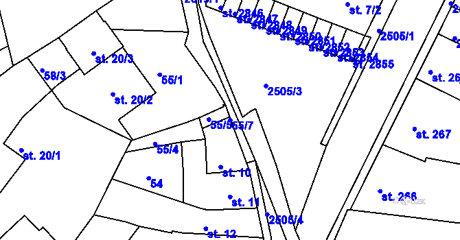 Parcela st. 55/7 v KÚ Ostrov nad Ohří, Katastrální mapa