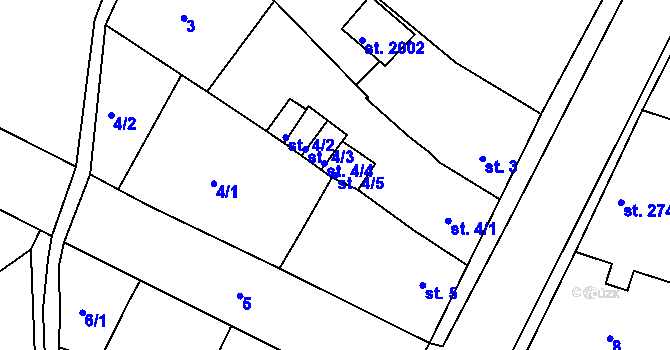 Parcela st. 4/5 v KÚ Ostrov nad Ohří, Katastrální mapa