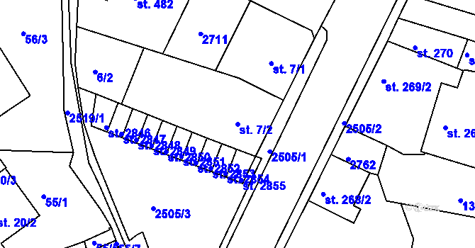 Parcela st. 7/2 v KÚ Ostrov nad Ohří, Katastrální mapa