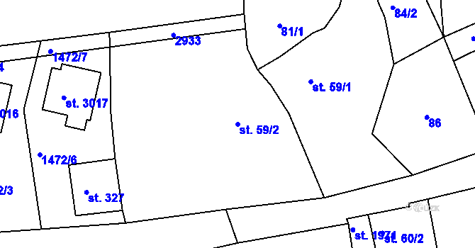 Parcela st. 59/2 v KÚ Ostrov nad Ohří, Katastrální mapa
