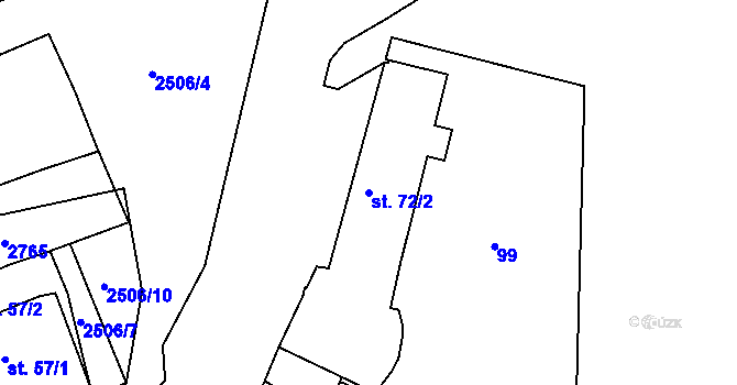 Parcela st. 72/2 v KÚ Ostrov nad Ohří, Katastrální mapa