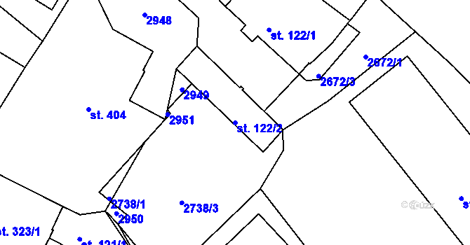 Parcela st. 122/2 v KÚ Ostrov nad Ohří, Katastrální mapa