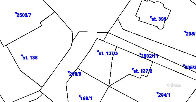 Parcela st. 137/3 v KÚ Ostrov nad Ohří, Katastrální mapa