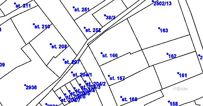 Parcela st. 166 v KÚ Ostrov nad Ohří, Katastrální mapa