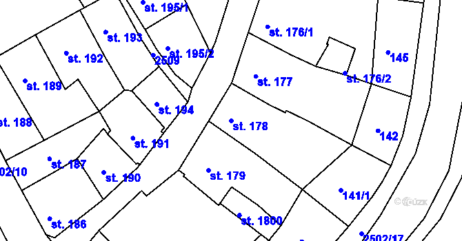 Parcela st. 178 v KÚ Ostrov nad Ohří, Katastrální mapa