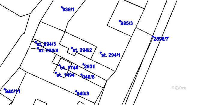 Parcela st. 294/1 v KÚ Ostrov nad Ohří, Katastrální mapa